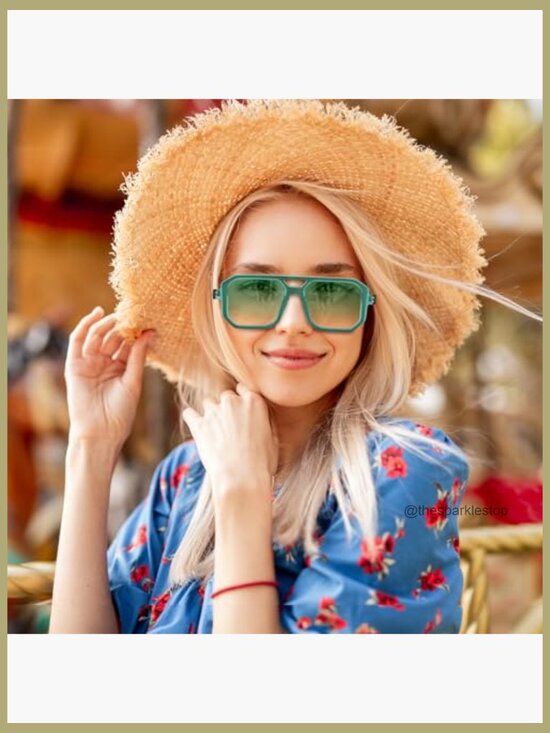 Retro Aviator Sunglasses Square Frame Plastic UV Protection main image 7
